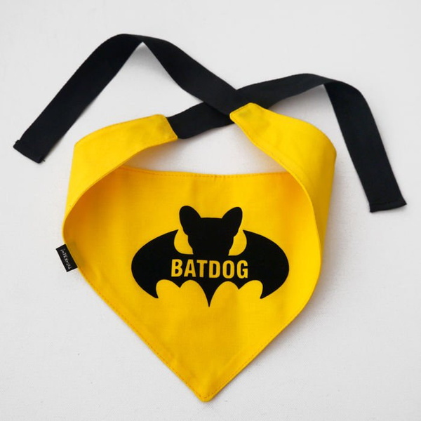 Bandamka dla psa, wiązana chusteczka, żółta bandana apaszka Bat Dog
