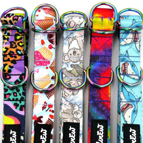 Obroża półzaciskowa Crazy Leopard szeroka na 2 cm, dla małych psów, Holo dodatki