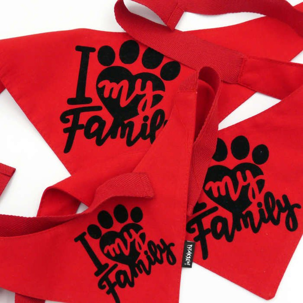 Dog Bandana I love my Family handkerchief style to tie around your pet’s neck