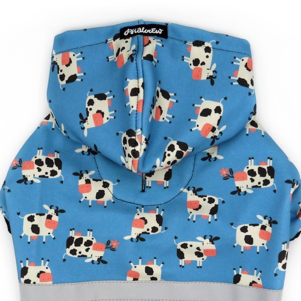 Bluza dla Psa z kapturem Łaciata Krówka, odblaskowy element, wzór krówki