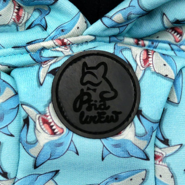 Bluza dla Psa z kapturem Shark, odblaskowy element, wzór rekiny