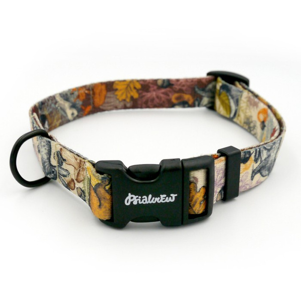 Dog Collar Forest Treasures Psiakrew, 2 cm 0.78"  wide, for smaller dogs black extras