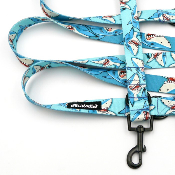 Hundeleine Shark Psiakrew, Breite 2,5 cm, Karabiner 6 cm schwarz