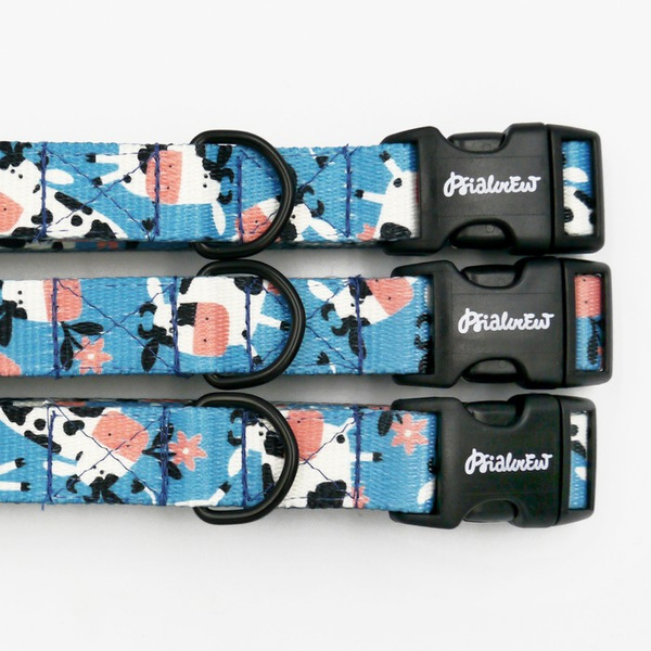 Dog Collar Psiakrew Spotted Cow, 2 cm 0.78" wide, for smaller dogs black extras