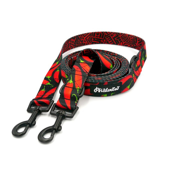 Dog Leash Red Hot Chili width 2.5 cm, 1"  wide, snap hook black 6cm