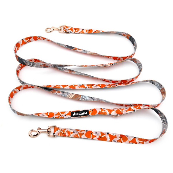 Long Dog Leash Foxy Lady width 2 cm (0.78") wide, rose gold snap hook 6 cm