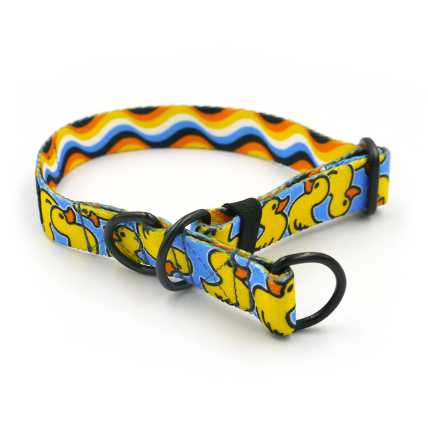 Half-Choke-Halsband Ducky Duck, 2 cm breit, für kleine Hunde, schwarze Accessoires