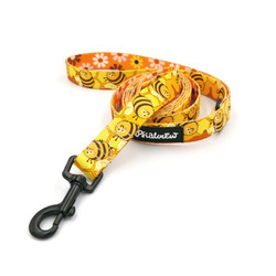 Laufleine für Hund Fleißige Bienen Psiakrew, Breite 2 cm, schwarzer Karabinerhaken 6 cm