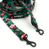 Leash for micro and small Dog; Tropical Monstera; adjustable; 2 cm wide, black small snap hook 4 cm
