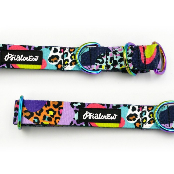 Obroża półzaciskowa dla Psa Crazy Leopard - Psiakrew; szerokość 2,5 cm; holo okucia