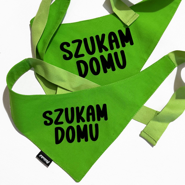 Zielona Personalizowana Bandana dla psa, Twoje Logo Grafika, wiązana chusteczka, apaszka Psiakrew