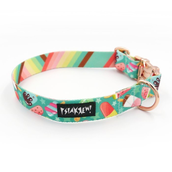 Dog Collar Psiakrew Ice Ice Baby 2.5 cm, 1" wide, pink gold clip