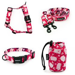 ACCESSORY KIT. Medium dog. Psiakrew Piggy in Love Series; Collar, Harness, Leash, Sachet for dog treats
