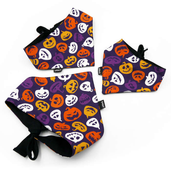 Bandanka dla psa na Halloween, Straszna Dynia wiązana chusteczka, apaszka