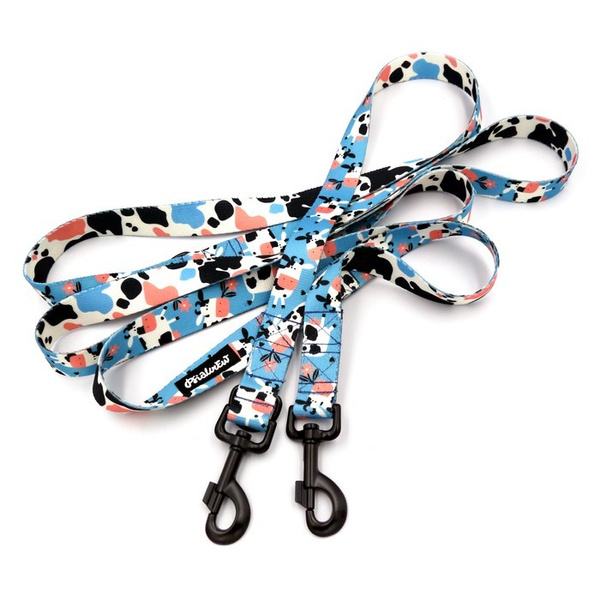Dog Leash Spotted Cow width 2.5 cm, 1" wide, snap hook black 8cm