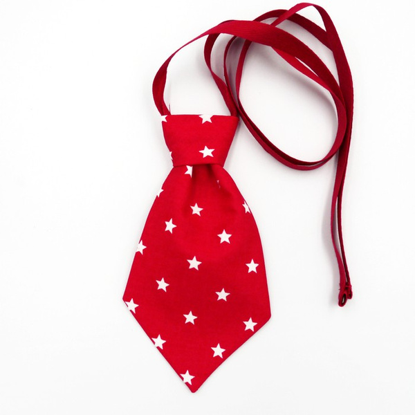 Red Christmas tie with white stars for a dog Psiakrew