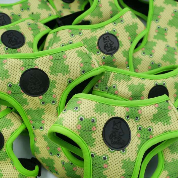 Dog Harness Green Frogs, Always Feeling Cool, Super Soft Psiakrew