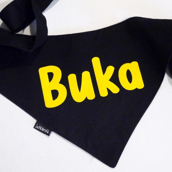 Bandana z imieniem Psa Psiakrew, personalizowana wiązana chusteczka, czarna apaszka