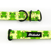 Halb-Klemmhalsband- Green Frogs, 2,5 cm, für mittelgroße und größere Hunde, Schwarz-Beschläge, Psiakrew