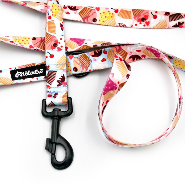 Hundeleine Hot Sweetness Psiakrew Breite 2,5 cm, 1" breit, kräftiger schwarzer Karabiner 8cm