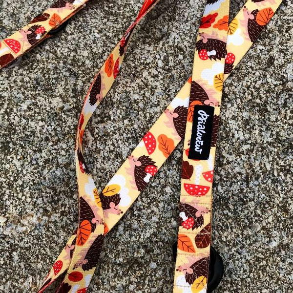 Dog Leash Día de los Muertos width 2.5 cm, 1" wide, snap hook black 8cm