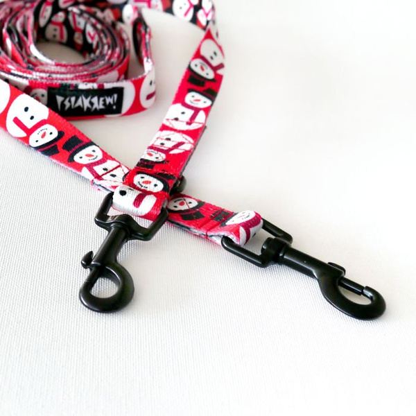 Dog Leash Snowman width 2 cm wide, black small snap hook 6 cm