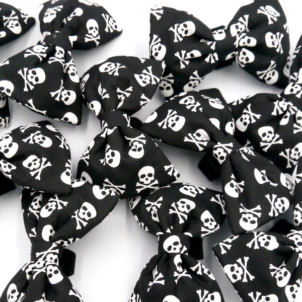 Halloween Dog Bow Tie Cat Pet- Skull Black, Psiakrew