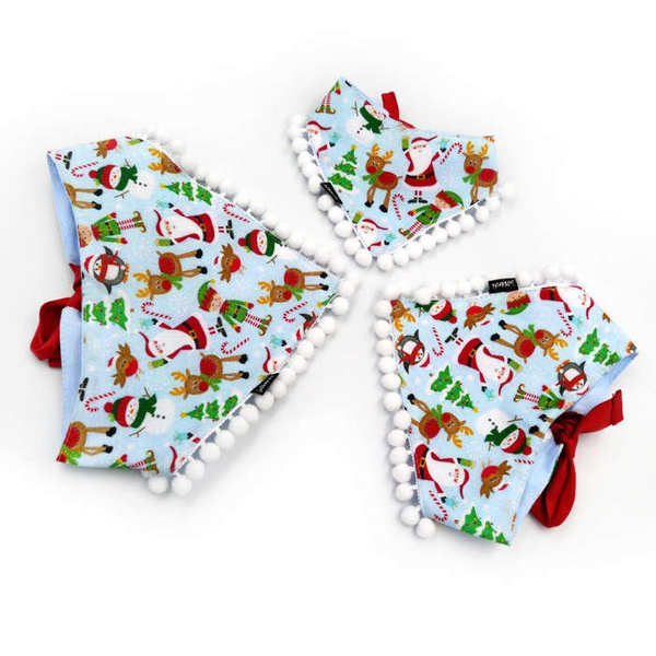 Santa Claus Dog Bandana handkerchief style to tie around your pet’s neck