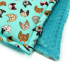 Dog Blanket French Bulldogs Psiakrew, Mat, Minky fleece plaid