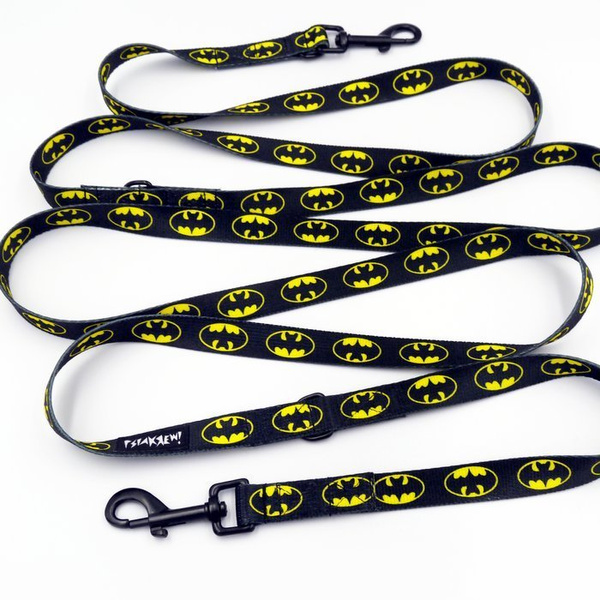 Smycz Dla Psa Długa Przepinana Regulowana Bat Dog szerokość 2 cm czarny karabińczyk 7 cm