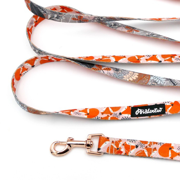 Long Dog Leash Foxy Lady width 2 cm (0.78") wide, rose gold snap hook 6 cm