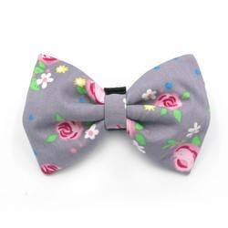 Gray Dog Bow Tie Rosa, Pet Bow Tie, Bowtie, Collar Attachment