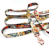 Dog Leash Forest Treasures width 2.5 cm, 1"  wide. pink gold, big snap hook 8 cm