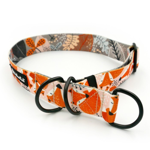 Half-choke collar Foxy Lady, 3 cm wide, medium and big dogs, black extras