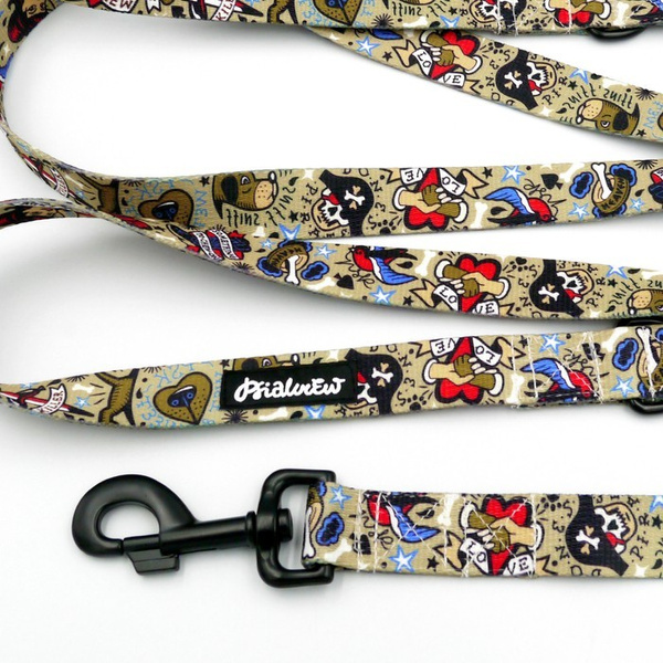 Dog Leash Dog Tattoo Flash width 2.5 cm, 1" wide, snap hook black 8cm