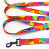 Dog Leash Kaleidoscope width 2.5 cm, 1" wide, snap hook black 6cm