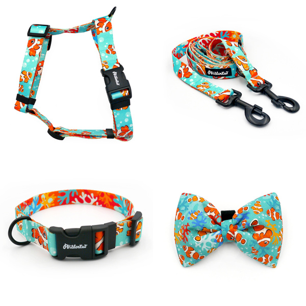 ACCESSORY KIT. Big dog. Blue Lagoon Psiakrew Series; Collar, Harness, Leash, Bow tie