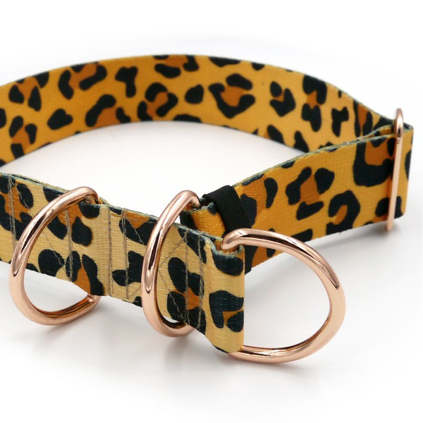 Tarzan Half-Clamp-Halsband, 4 cm breit, für mittlere und größere Hunde, goldene Beschläge