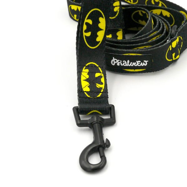Dog Leash Batdog width 2.5 cm, 1" wide, black snap hook 6 cm