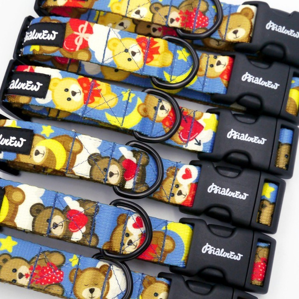 Dog Collar Teddy Bear Psiakrew 2.5 cm 1" wide, black fittings
