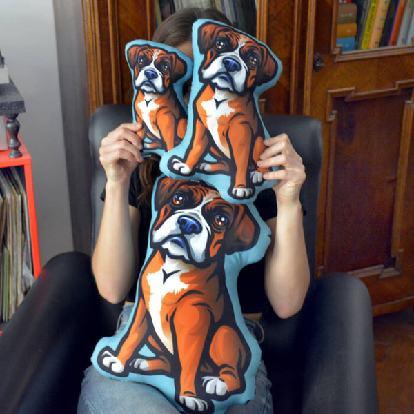 Boxer Dog Decorative Pillow Cushion Stuffed Doggy cuddly mascot