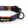 Dog Collar Colorful Thicket Psiakrew 2.5 cm 1" wide, black fittings