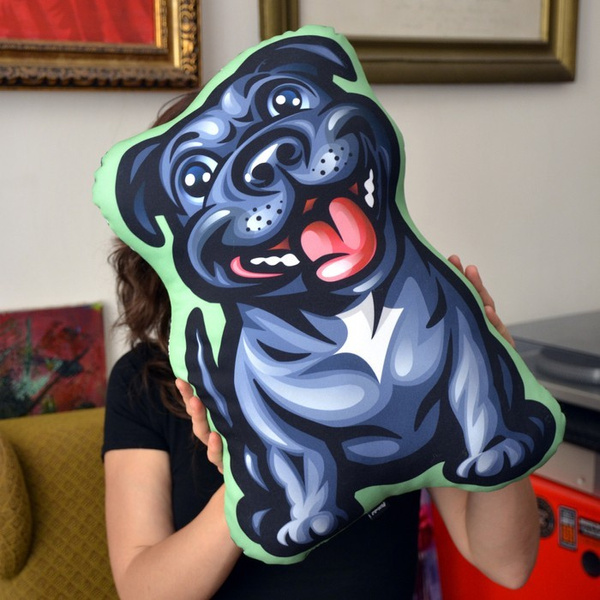 Staffordshire Bull Terrier Schwarz Hundekissen Psiakrew Kuscheliges Maskottchen Plüschtier