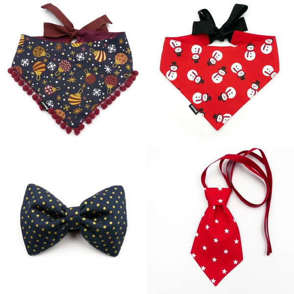 Set of Christmas Accessories Gift for a Dog, bow tie, tie, bandanas Psiakrew