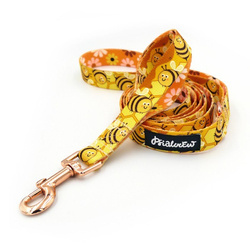 Laufleine für Hund Fleißige Bienen Psiakrew, Breite 2 cm, golden Karabinerhaken 6 cm