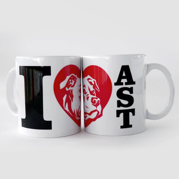 Mug Amstaff Dog, I love American Staffordshire Terrier, Bully Team Psiakrew