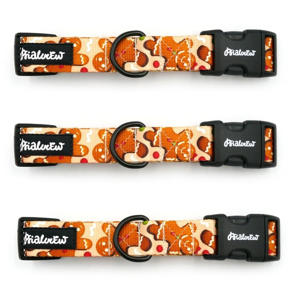 Verstellbares Halsband Zimt-Lebkuchen Psiakrew, 2,5 cm breit, schwarze Beschläge