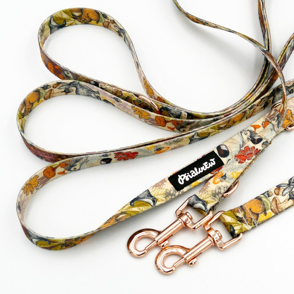 Long Dog Leash Forest Treasures Psiakrew width 2 cm (0.78") wide, rose gold snap hook 6 cm