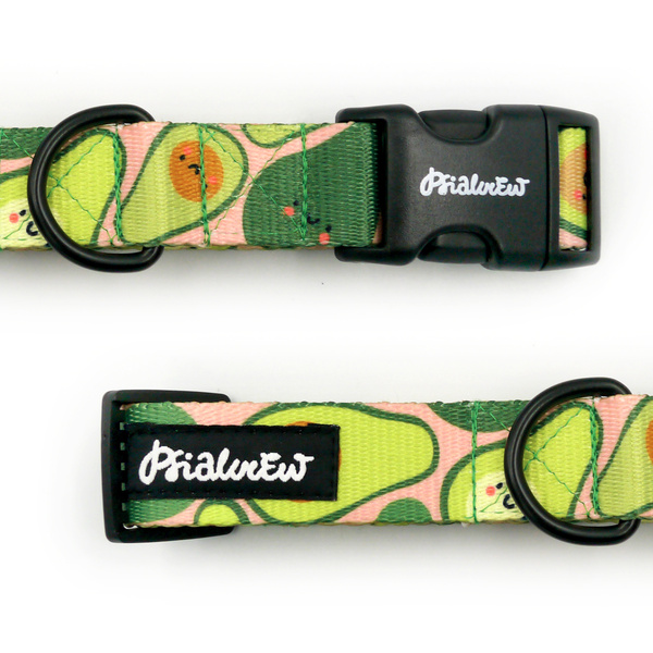 Verstellbares Halsband Guacamole Time Psiakrew, 2,5 cm breit, schwarze Beschläge