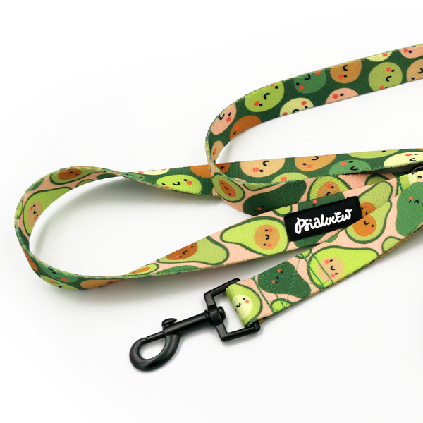 Dog Leash Guacamole Time Psiakrew width 2.5 cm, 1"  wide, black snap hook 6 cm